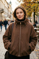 WOOL FUNNEL-NECK ZIP-UP JACKET