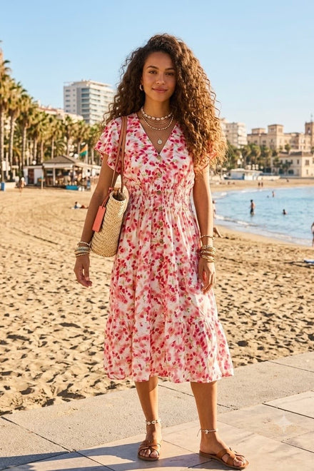 FLORAL V-NECK UTTON DRESS (MIXED COLOUR PACK)