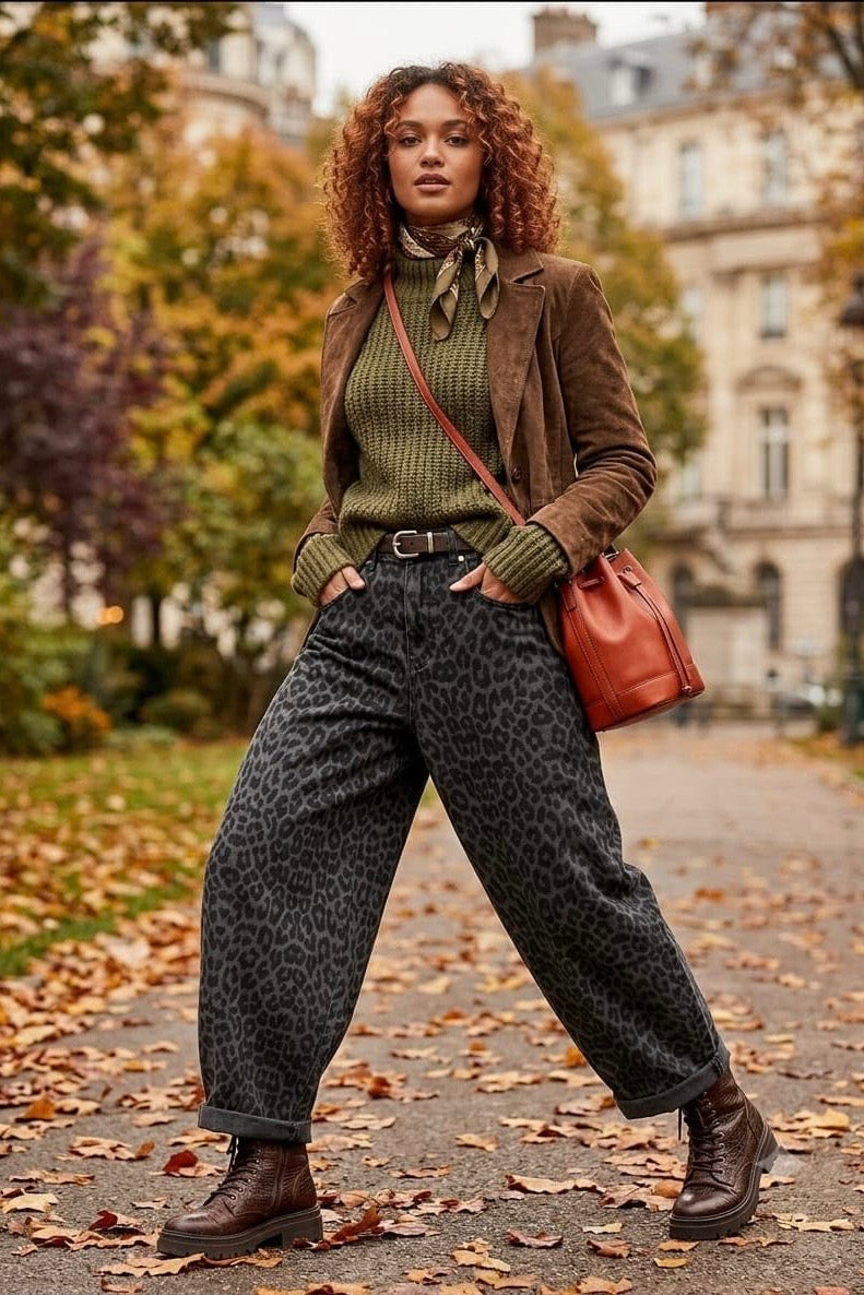 ANIMAL PRINT BALLOON JEANS