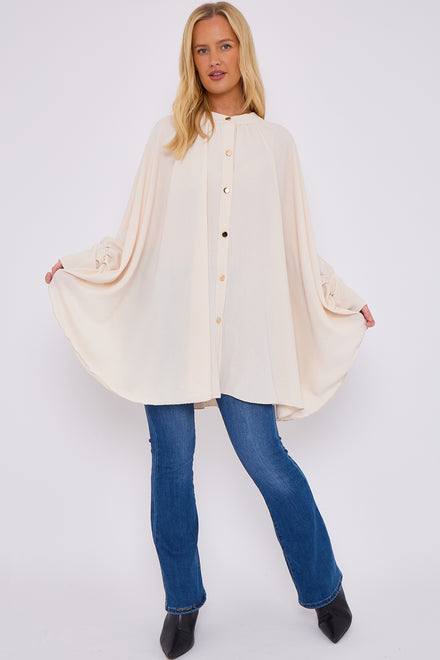 GOLD BUTTON BATWING OVERSIZED SHIRT (15071114690944)