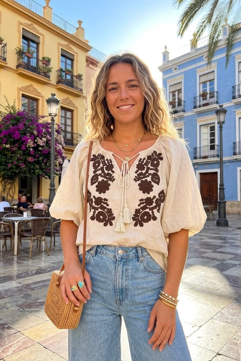 FRONT EMBROIDERED BLOUSE