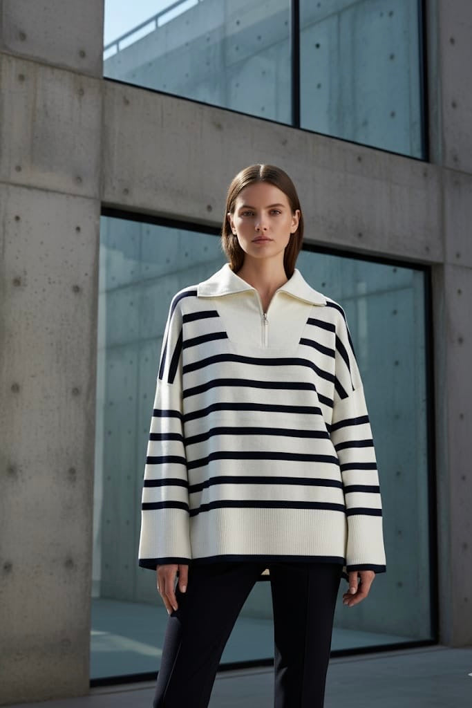 COLLAR STRIPE OVERSIZED JUMPER (15364346315136)