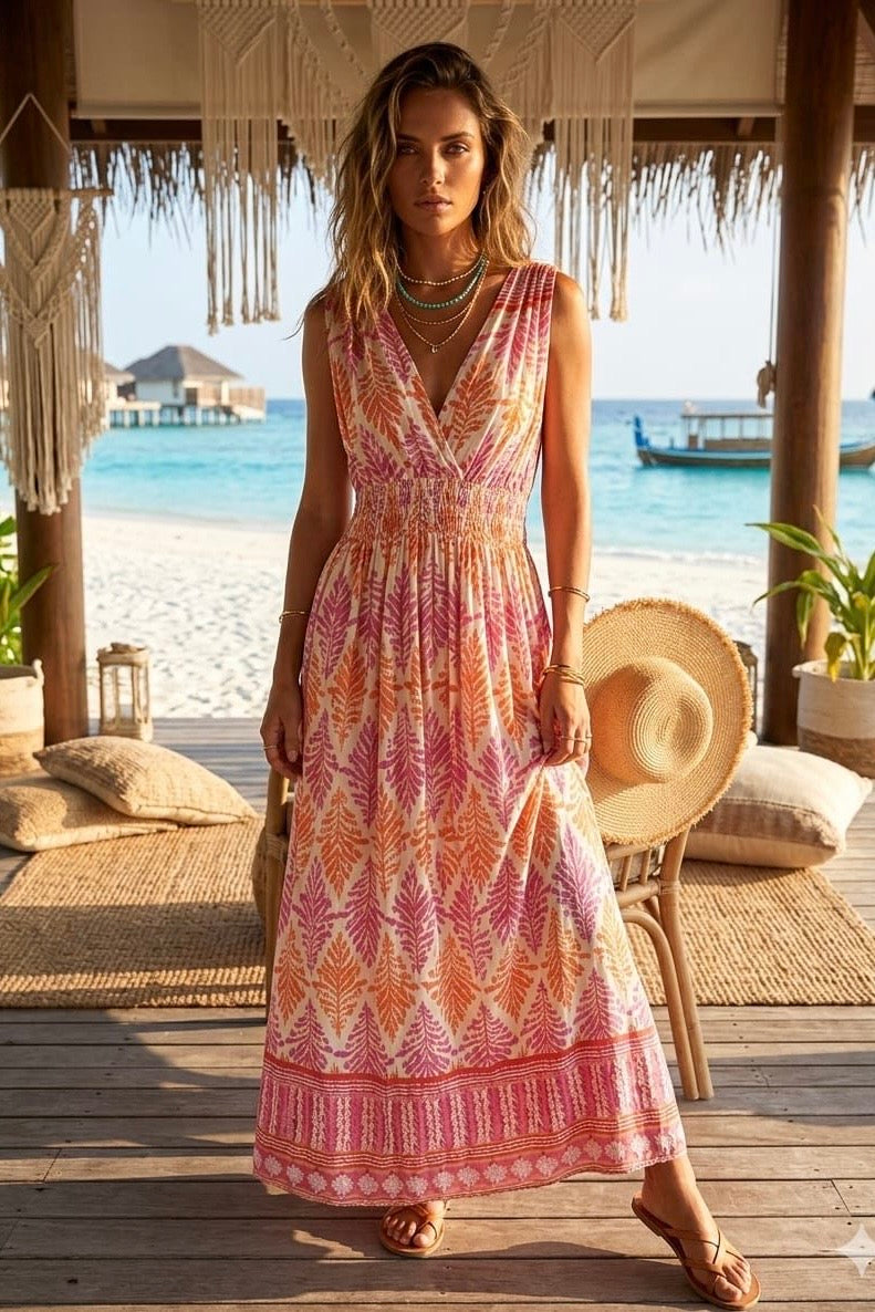 SMOCKED WAIST SLEEVELESS MAXI(MIXED COLOUR PACK)