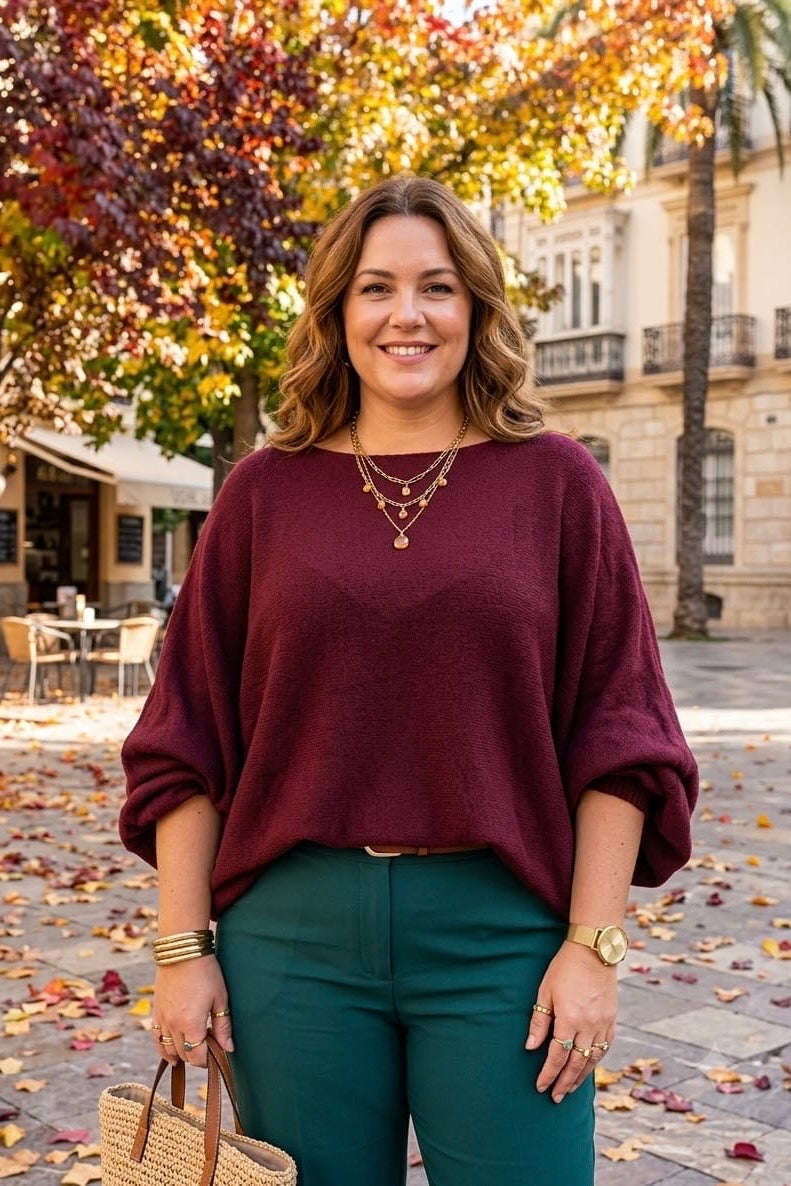 OVERSIZED ADJUSTABLE BUBBLE SLEEVE FINE KNIT JUMPER