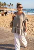 SATIN PANNEL CHEESE CLOTH OVERSIZED BLOUSE