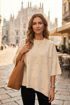 PEARL EMBELLISHED THREE QUARTER SLEEVE JUMPER