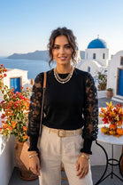 MESH FLORAL SLEEVE JUMPER