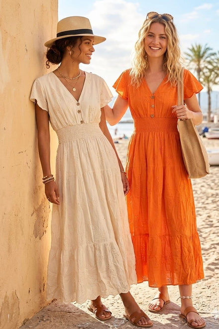 BROIDERIE ANGLAISE BUTTON MAXI(MIXED COLOUR PACK)