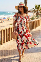 FLORAL BUTTON DETAIL MIDI DRESS(MIXED COLOUR PACK)