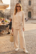 SIDE-TIE WRAP TOP AND WIDE LEG CO-ORD SET