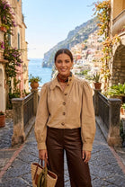 BUBBLE HEM LINED BUTTON DOWN LIGHT JACKET