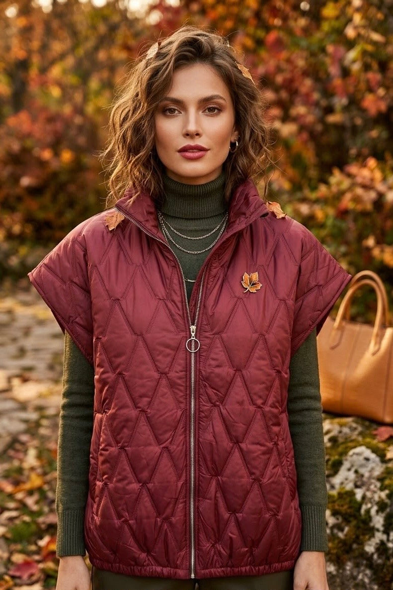 QUILTED SHORT SLEEVE PUFFER JACKET