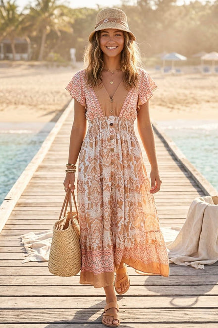 PRINTED BUTTON DETAIL MAXI(MIXED COLOUR PACK)