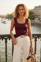 LUREX KNIT SCALLOPED TOP
