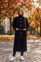 GOLD BUTTON WOOL POCKET LONGLINE CARDIGAN