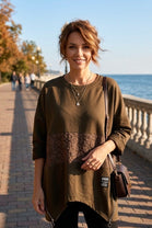 LACE PANEL OVERSIZED SWEATSHIRT