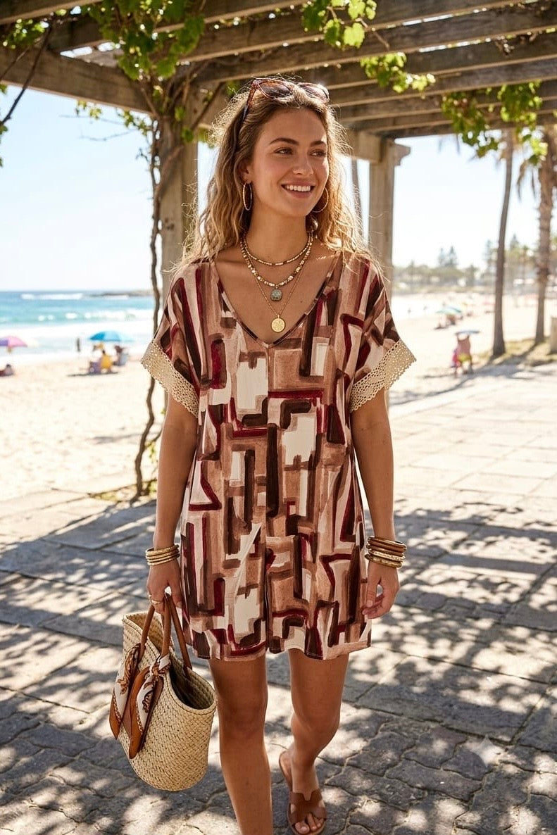 ABSTRACT GEOMETRIC PRINT PLAYSUIT