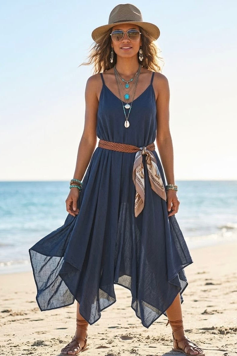 CAMI ASYMMETRIC SUN DRESS