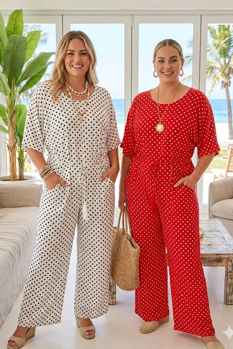 SPOT PRINT POCKEJUMPSUIT(MIXED COLOUR PACK)