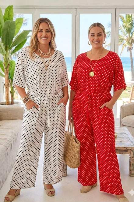SPOT PRINT POCKEJUMPSUIT(MIXED COLOUR PACK)