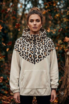 LEOPARD PRINT HALF-ZIP HOODIE