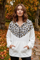 LEOPARD PRINT HALF-ZIP HOODIE