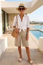 LEOPARD DENIM BERMUDA SHORTS