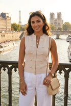 MILITARY STYLE FRONT-ZIP KNIT WAISTCOAT