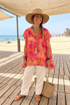 PAISLEY PRINTED ANGLAISE OVERSIZED BLOUSE