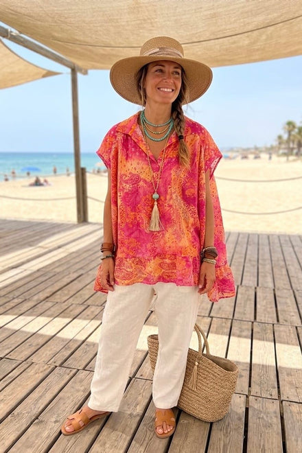 PAISLEY PRINTED ANGLAISE OVERSIZED BLOUSE