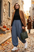CHECK CUFF DETAIL TROUSERS