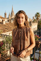 PRINTED HALTERNECK BACKLESS TOP