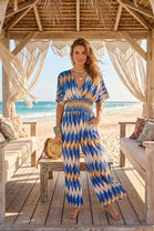GATHERED ZIG ZAG PRINT JUMPSUIT(MIXED COLOUR PACK)