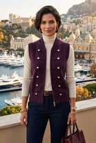 GOLD BUTTON ZIP-UP KNIT WAIST COAT