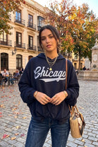 CHICAGO SLOGAN ELASTICATED BOTTOM HOODIE