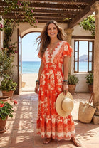 V-NECK BUTTON DETAIL PRINTED MAXI(MIXED COLOUR PACK)