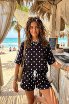 POLKA DOT SCUBA STRIPE SHORT SET