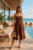 STRAPLESS HALTER-NECK PLAYSUIT