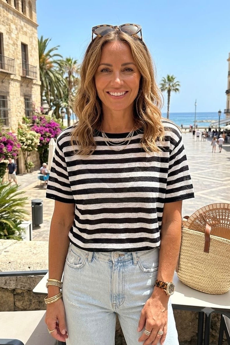 STRIPE FINE KNIT TOP