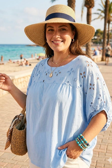 BRODERIE TRIM OVERSIZED TOP
