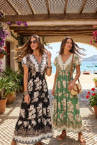 V-NECK BUTTON DETAIL PRINTED MAXI(MIXED COLOUR PACK)