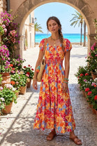 FLORAL OFF SHOULDER BUTTON MAXI ( MIX PACK )