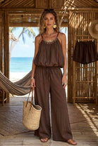 CHAIN DETAIL NECKLINE TOP LOUNGE SET