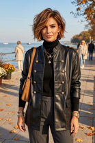 FAUX-LEATHER MILITARY STYLE JACKET