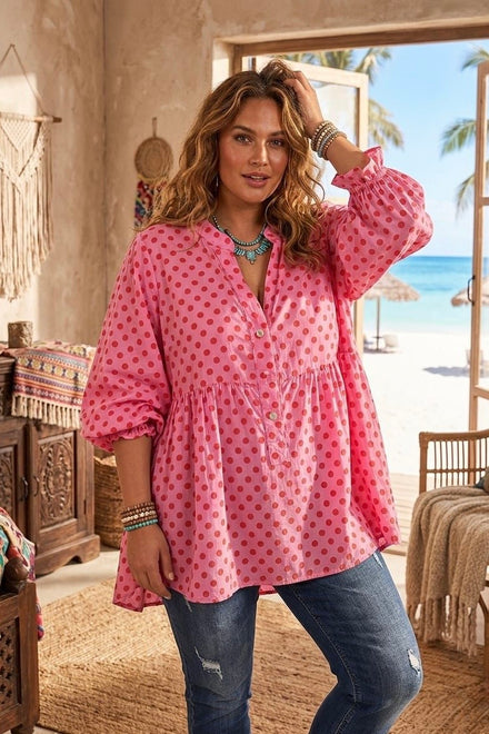 SPOT COTTON BLOUSE