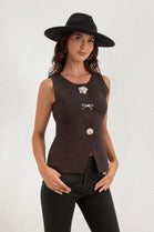 Jewel button detail knitted waist coat (15274232152448)