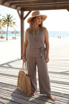 COTTON SIDE TIE TOP LOUNGE SET