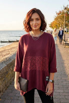 LACE PANEL OVERSIZED SWEATSHIRT