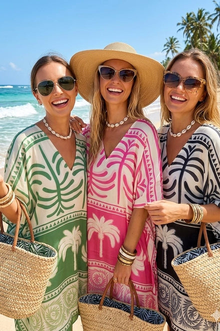 PALM TREE PRINT SILK COVER UP ( MIX PACK )