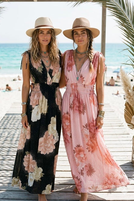 SHOULDER TIE FLORAL MAXI(MIXED COLOUR PACK)